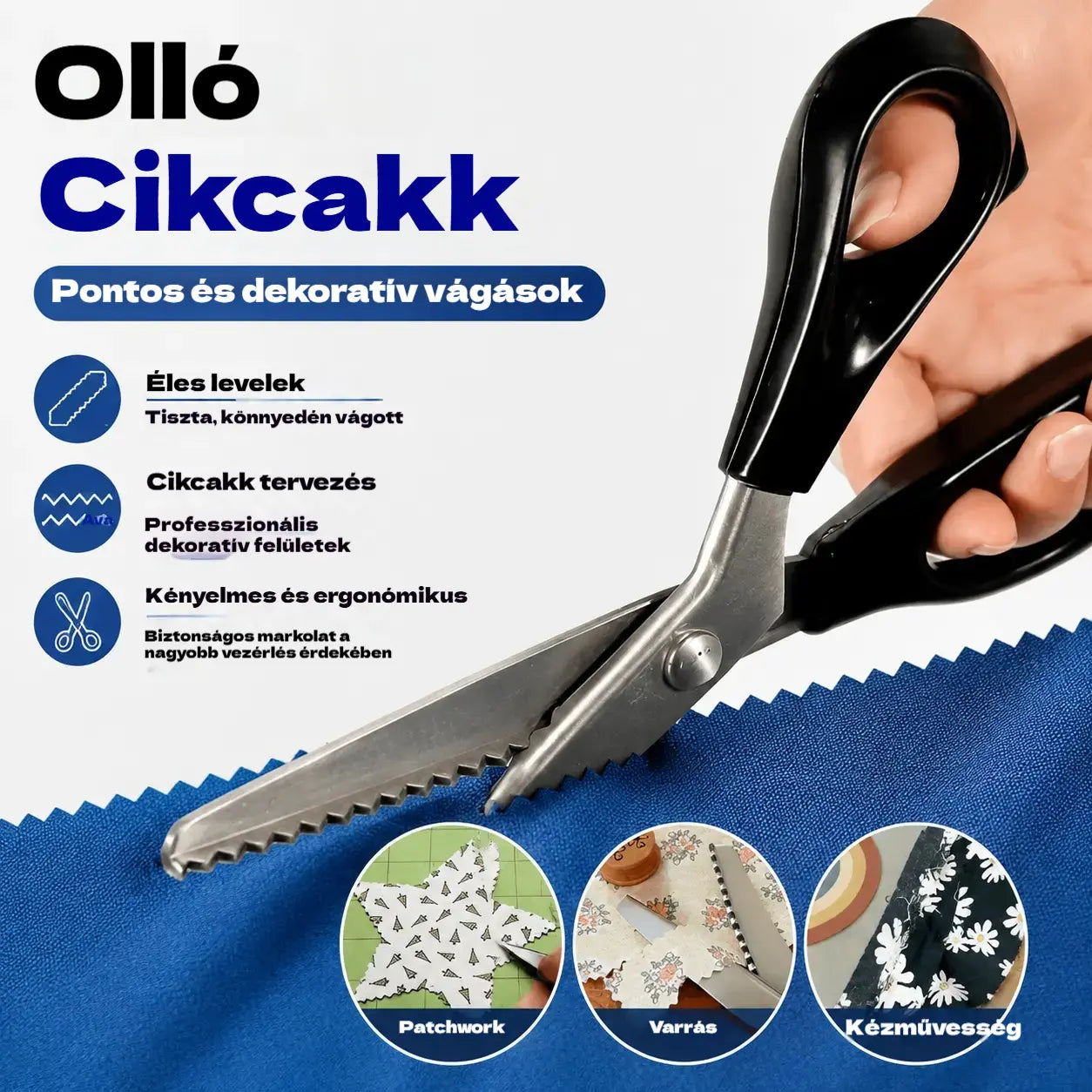 🔥✂️ Rózsásító olló textilhez, 5 méretben kapható.