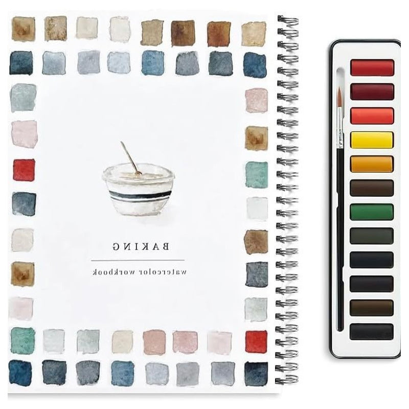 【Compra 1 y llévate 1 gratis】🎨El juego completo de libros de pintura en acuarela incluye pinturas de acuarela y pinceles gratis.