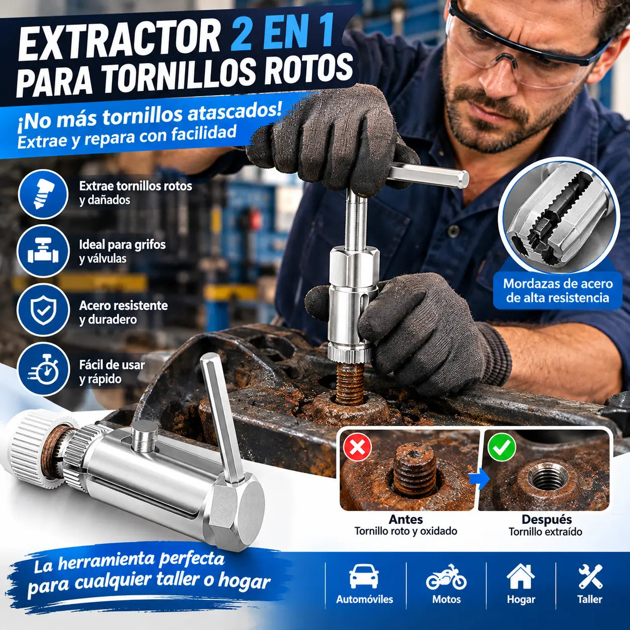 🛠️ Extractor de Tornillos Rotos – Saca tornillos atascados fácil y rápido sin ayuda profesional