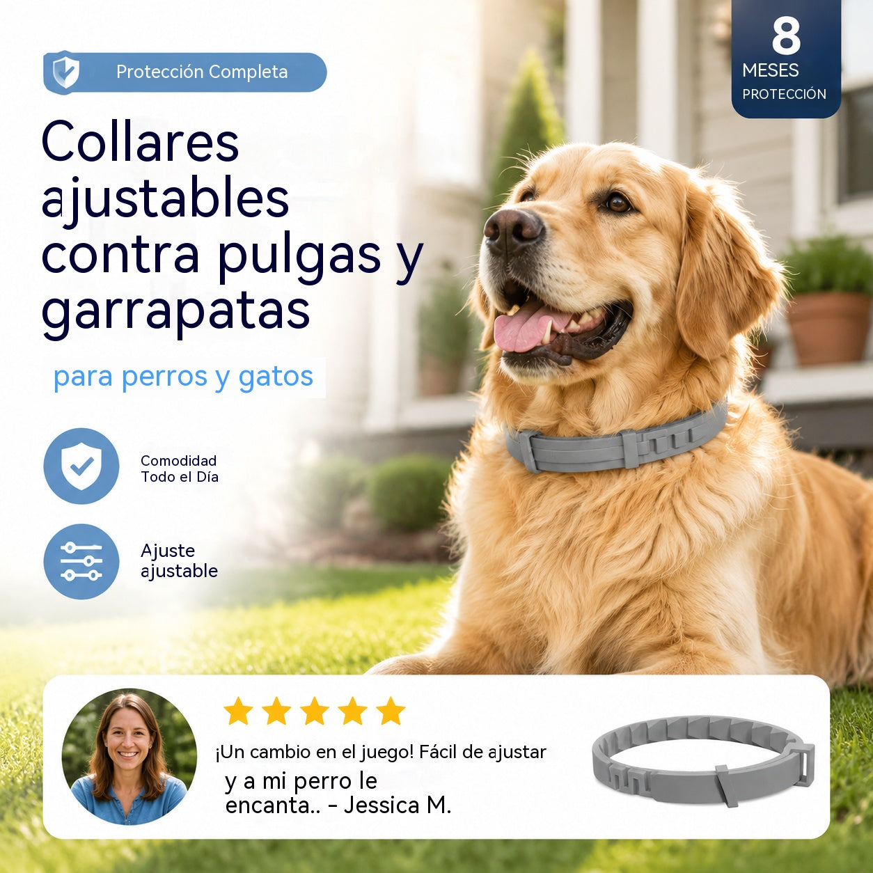 🐱🐶Collar antipulgas y garrapatas ajustable para perros y gatos🚫