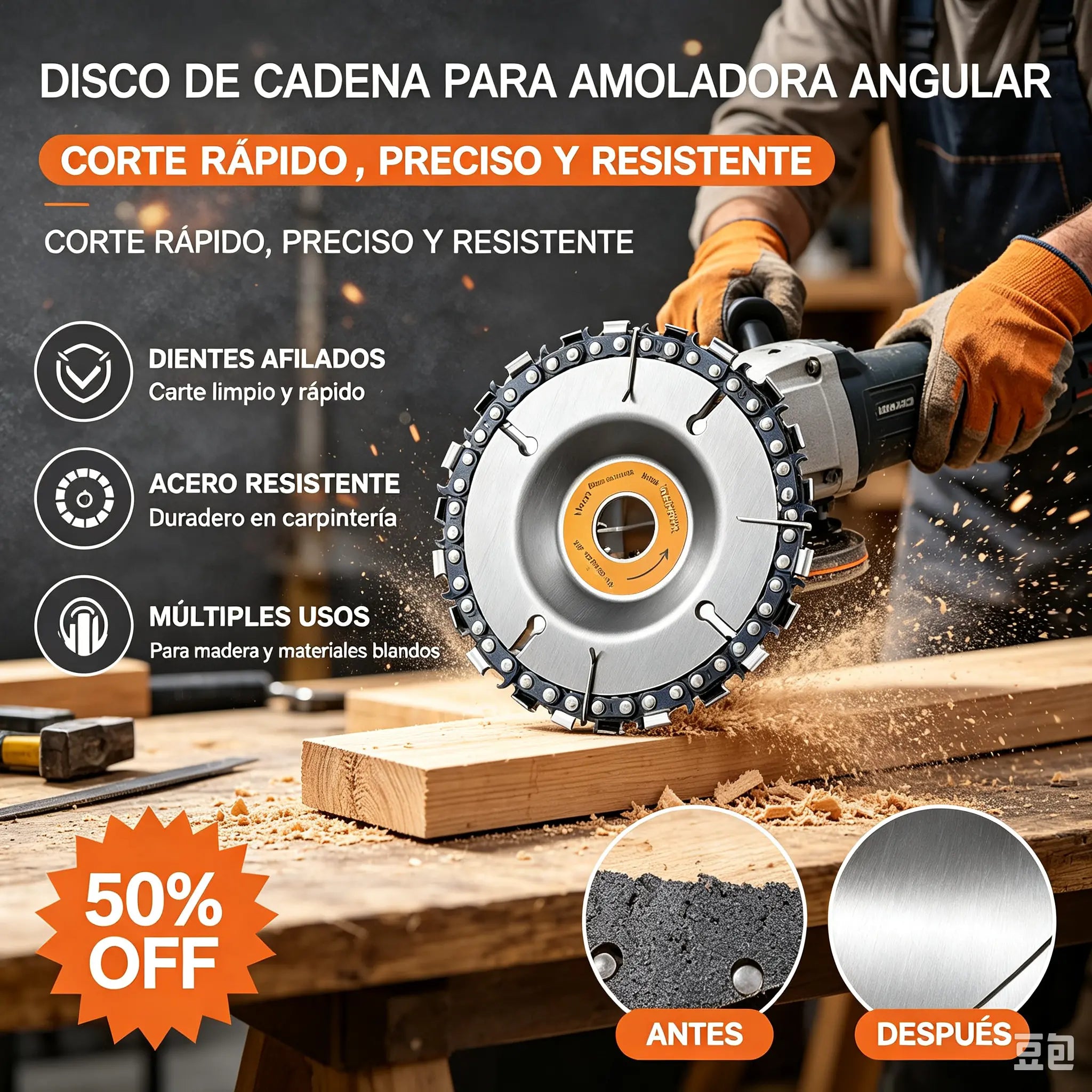 【2 pieza 24 euros】Hoja de motosierra de 4 pulgadas para amoladoras angulares: duradera, permite cortes suaves y un corte rápido y preciso de madera, PVC y plásticos.