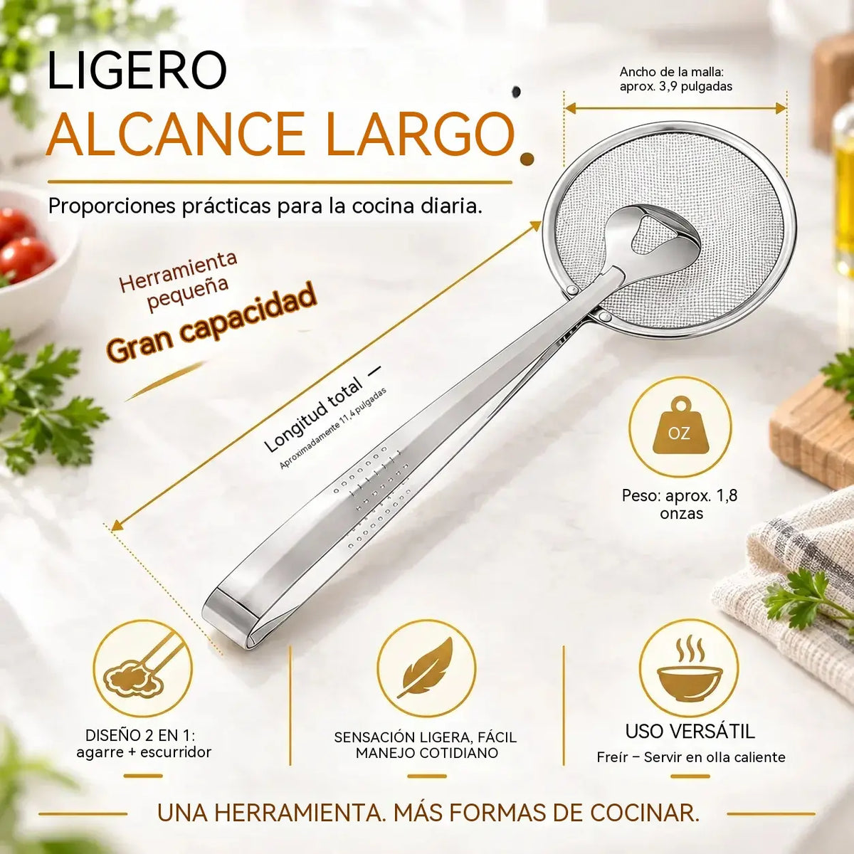 🕷️ Pinzas de Cocina 2 en 1 para Freír y Escurrir