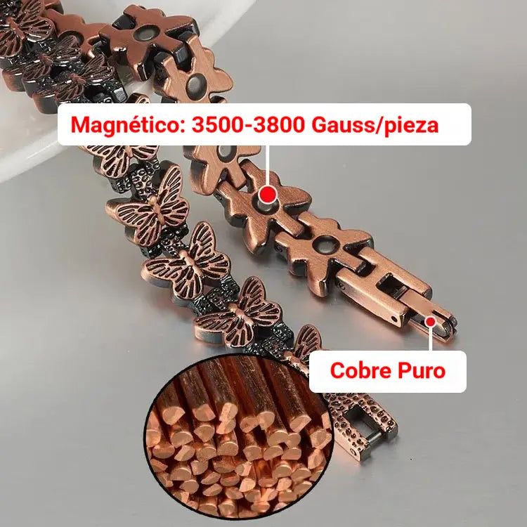 🦋✨ Pulsera magnética de cobre con mariposa ajustable Elegante, cómoda y perfecta para cualquier ocasión 💖