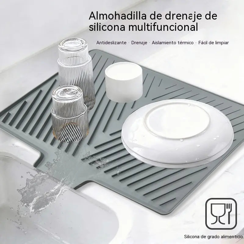 🍽️💧Alfombrilla escurridora de platos de cocina, alfombrilla de secado de silicona