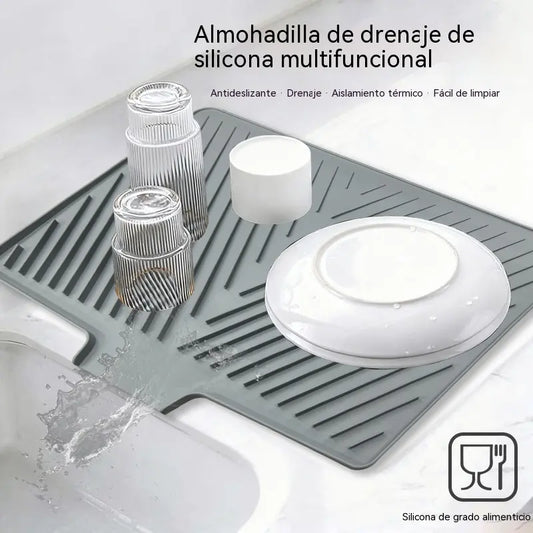 🍽️💧Alfombrilla escurridora de platos de cocina, alfombrilla de secado de silicona