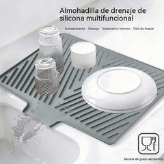 🍽️💧Alfombrilla escurridora de platos de cocina, alfombrilla de secado de silicona