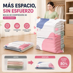 🧳【Juego de 5 piezas】💨 Bolsa de almacenamiento al vacío grande y compresible: no requiere bomba, es a prueba de fugas e ideal para ahorrar espacio en maletas y en casa ✈️