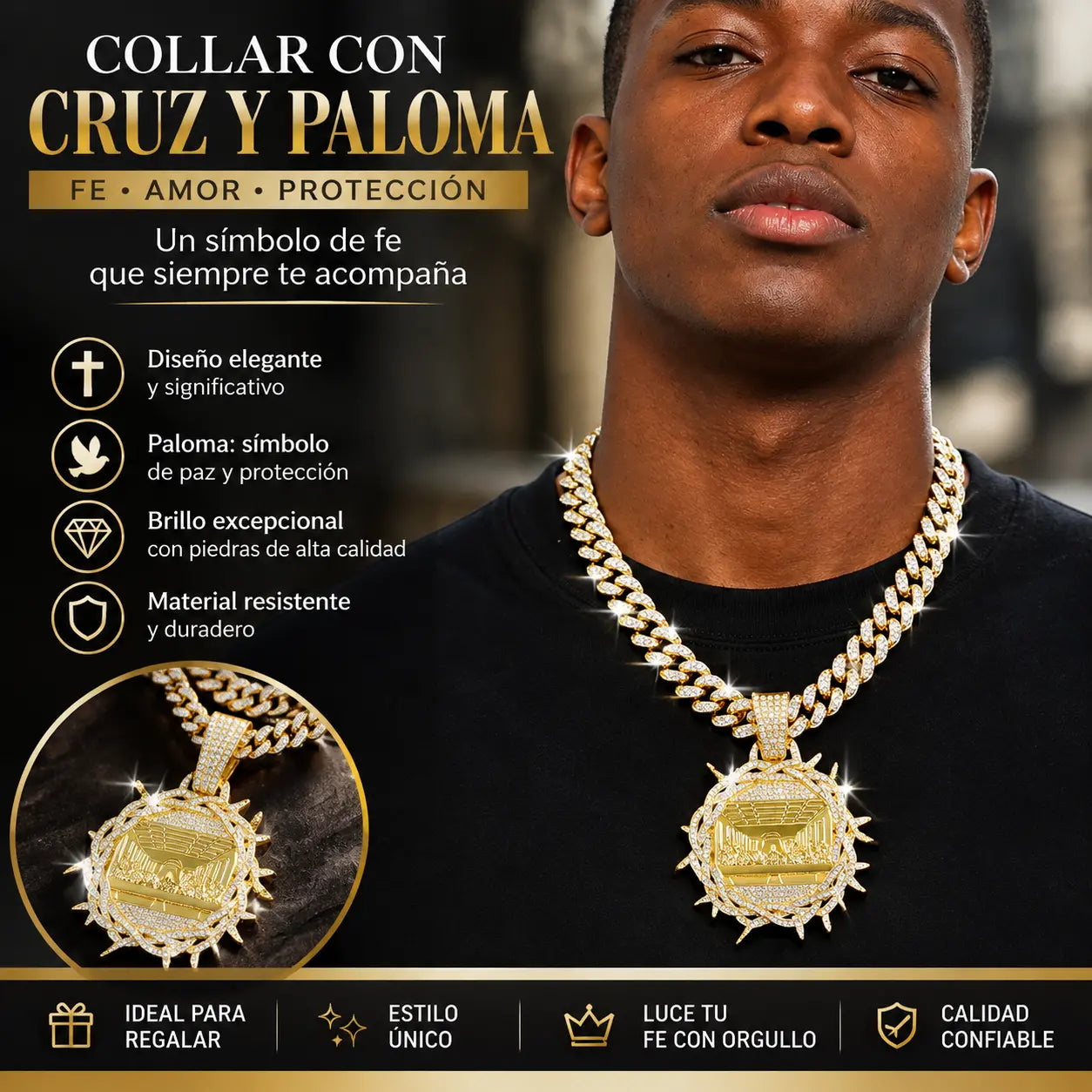 📢📢 ¡50% de descuento! ✨ Colgante Cuban Link con purpurina | Realza tu estilo al instante 💎