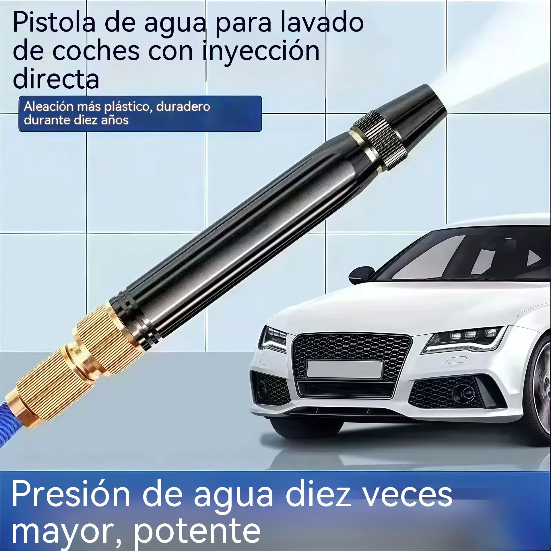 🚿 🔥¡Último día de la oferta especial! 🔥💧 Pistola de agua a alta presión: para lavar coches, jardinería, 10 veces más presión, múltiples funciones ⚡