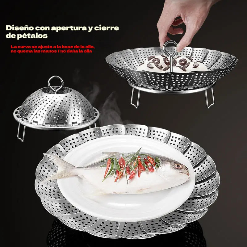 🥳50% DE DESCUENTO♨️🍲Vaporera extensible de acero inoxidable