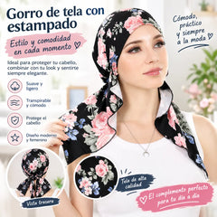 👒 ¡50% DE DESCUENTO POR TIEMPO LIMITADO! ✨ Turbante con estampado floral para mujer, preanudado – Suave, elástico y versátil 🌸