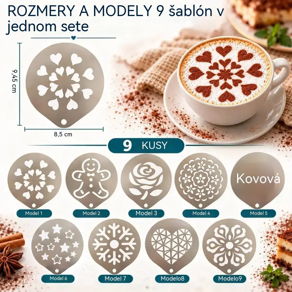 9 položiek za 22 eur☕ Forma na kávové latte art z nehrdzavejúcej ocele