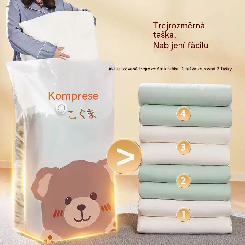 🧳【Sada 5 kusů】💨 Velký, stlačitelný vakuový úložný sáček: není potřeba pumpička, nepropustný a ideální pro úsporu místa v kufrech i doma ✈️