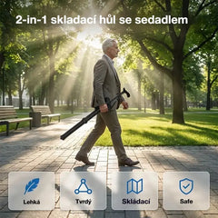 ✨Skládací hůl 2 v 1 se židlí, berle jsou odolné proti pádu, skládací a přenosné✅