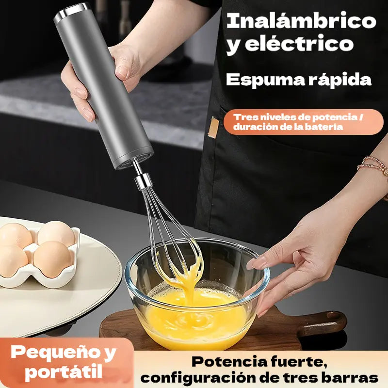 ✨✨Batidora de mano de acero inoxidable con tres velocidades ajustables para hornear y batir mantequilla.