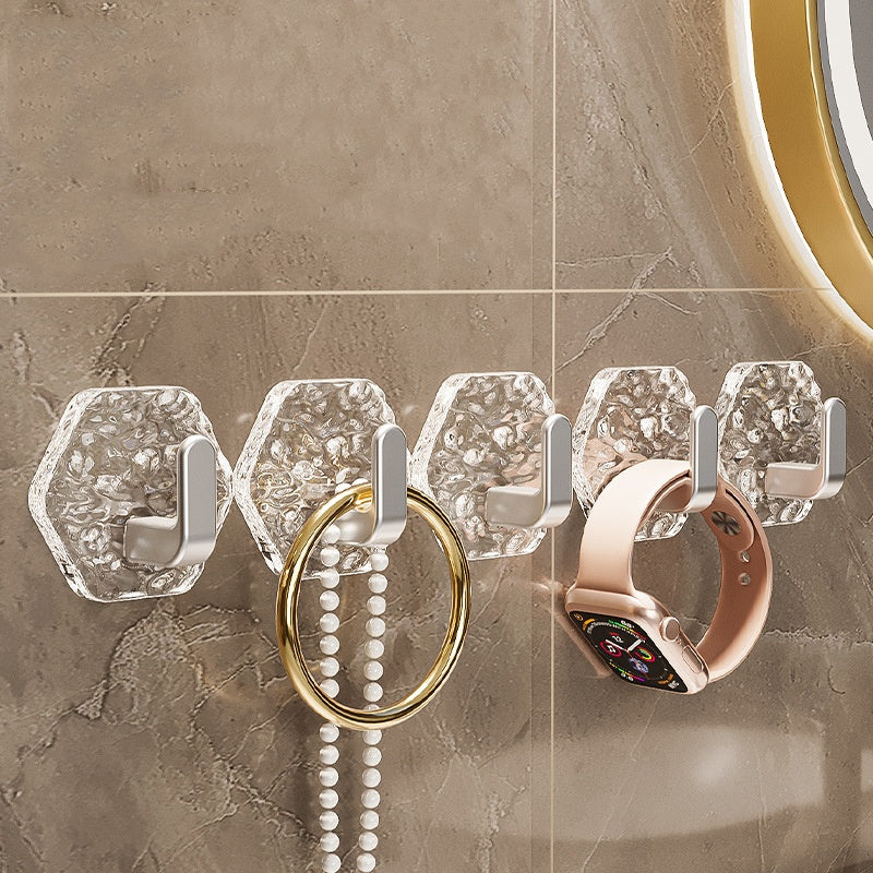 🔥10 piezas 25 euros🏆Percha hexagonal sin perforación. 💎 Elegante diseño de textura de iceberg: fácil de pegar, soporte fuerte, sin rastros 🛁