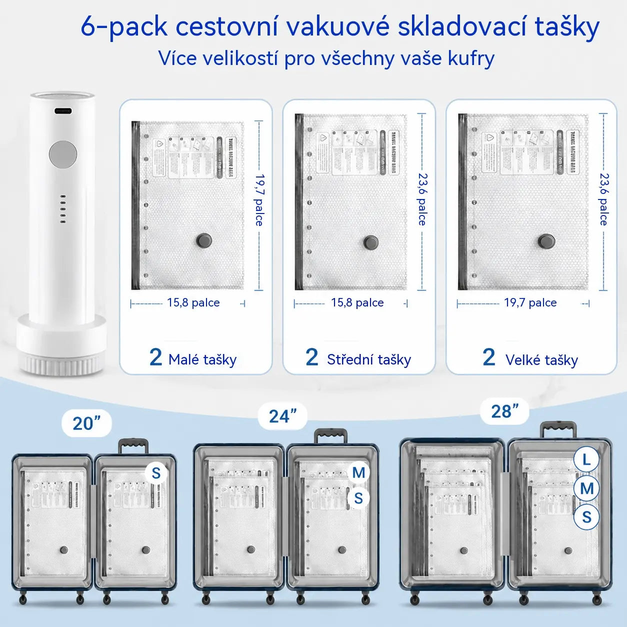 🎁 Sada bezdrátových kompresních sáčků pro vakuové uložení