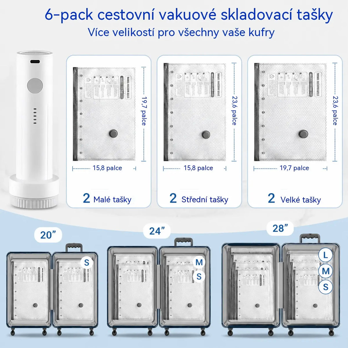🎁 Sada bezdrátových kompresních sáčků pro vakuové uložení