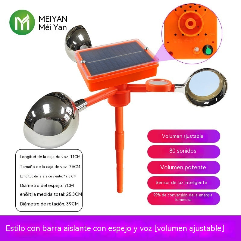 🐦☀️ Ahuyentador Solar de Aves · Protección con Sonido y Luz 360°