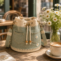 Bolso vaquero tejido de estilo bohemio para completar todos tus atuendos ✨