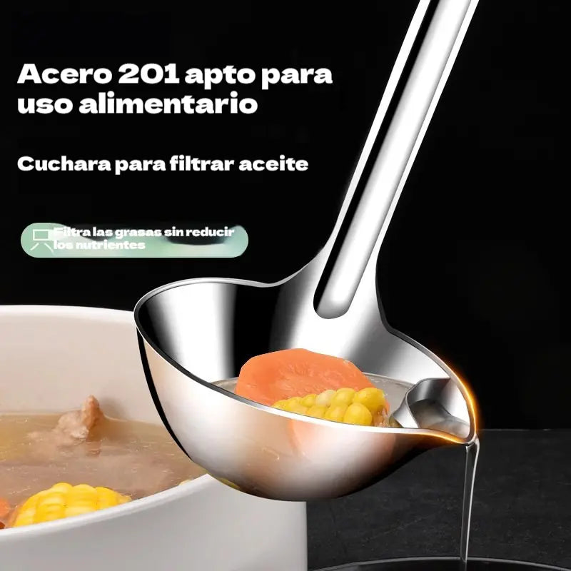 🥄 ¡Ahorra hasta un 50%! 🍳 Cuchara separadora de aceite y agua: ¡un utensilio de cocina imprescindible que combina un colador y un espumador de aceite en uno! ✨