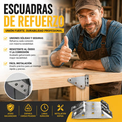 【10 soportes + 70 tornillos】 Escuadra Reforzada de Acero Inoxidable 90° – Soporte Multifunción para Reparar y Reforzar Muebles 🛠️