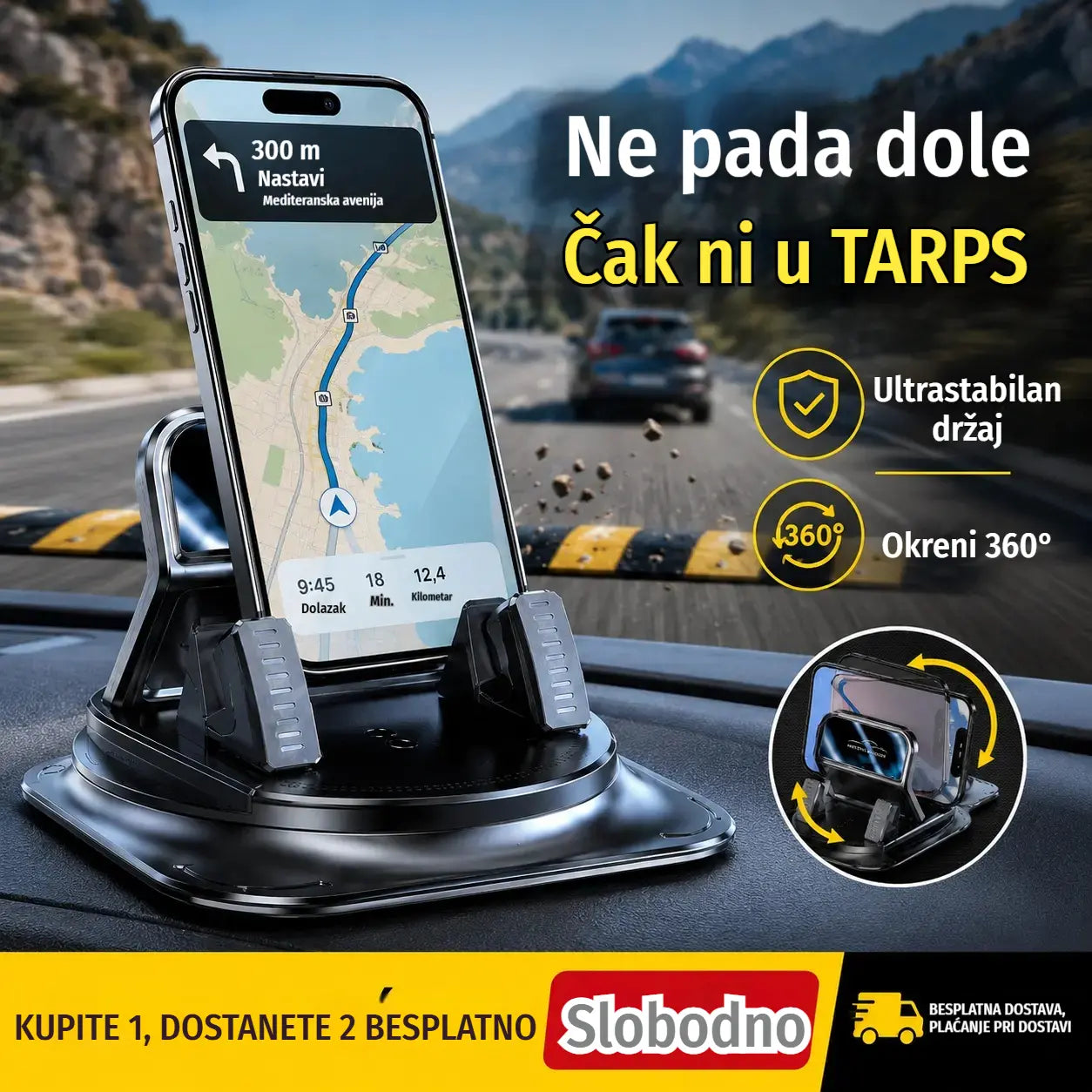 🔥【50% POPUSTA】🚗 Sigurno i pametno: Ultimativni 2-u-1 držač za telefon u automobilu! 🚗
