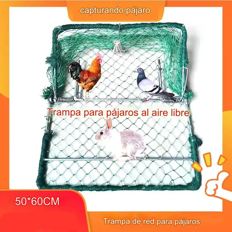 🐔 🐓🐦【40*50cm】Red para Capturar Gallinas y Aves con Mecanismo de Resorte, Fácil y Práctica