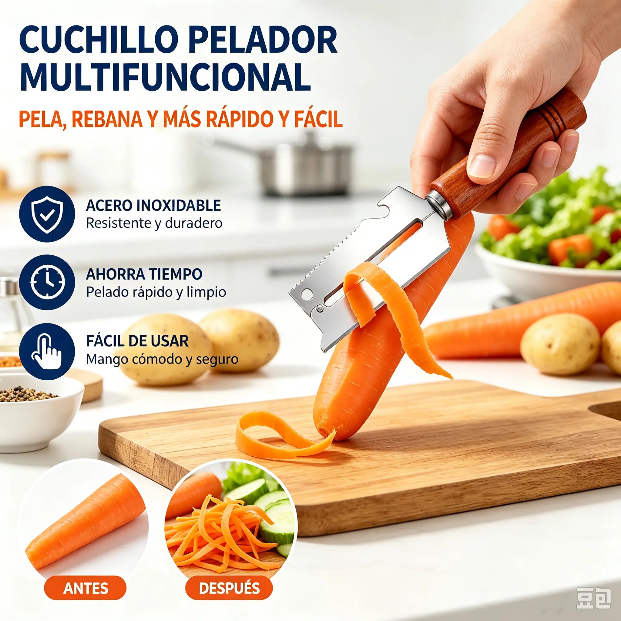 🥳50% de descuento🔥【2 artículos por 22 euros】Pelador multifuncional de acero inoxidable