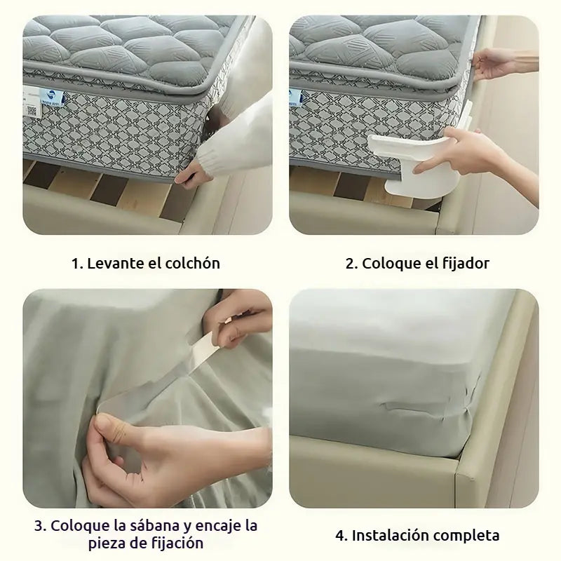 [4 piezas]🧵🏠Sujetadores Invisibles para Sábanas – Sin Agujas, Antideslizantes y Fáciles de Usar