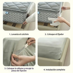 [4 piezas]🧵🏠Sujetadores Invisibles para Sábanas – Sin Agujas, Antideslizantes y Fáciles de Usar
