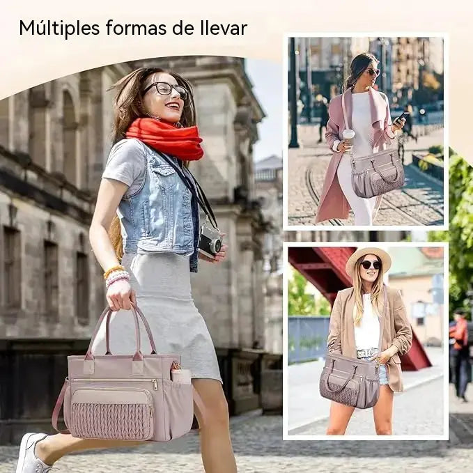 ✨Bolsa térmica para el almuerzo para mujer: elegante bolsa isotérmica a prueba de fugas con correa ajustable y bolsillos laterales.