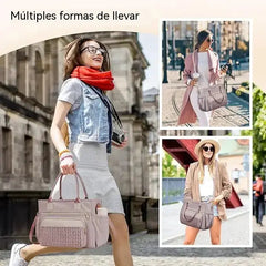✨Bolsa térmica para el almuerzo para mujer: elegante bolsa isotérmica a prueba de fugas con correa ajustable y bolsillos laterales.