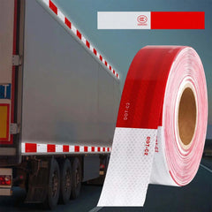 🚛【50mm*30m】🌙🔆Pegatinas reflectantes rojas y blancas, tiras reflectantes para camiones