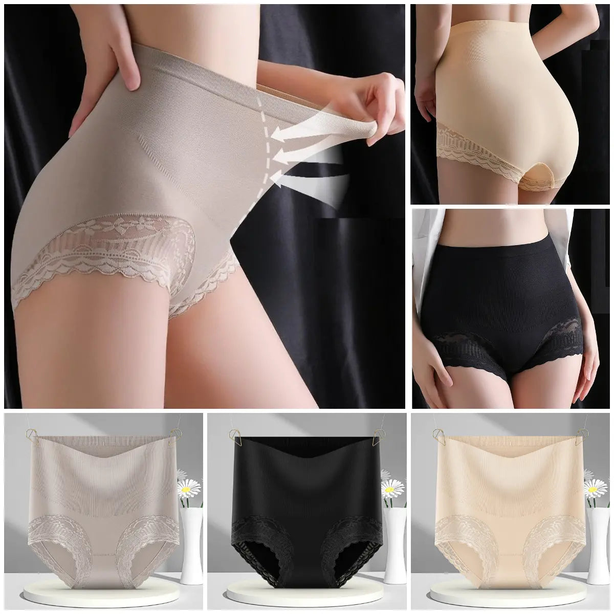 🔥【3/6 PCS】【35-100 KG】💖 Bragas moldeadoras abdomen plano y efecto push-up – suaves, transpirables y estilizan tu figura