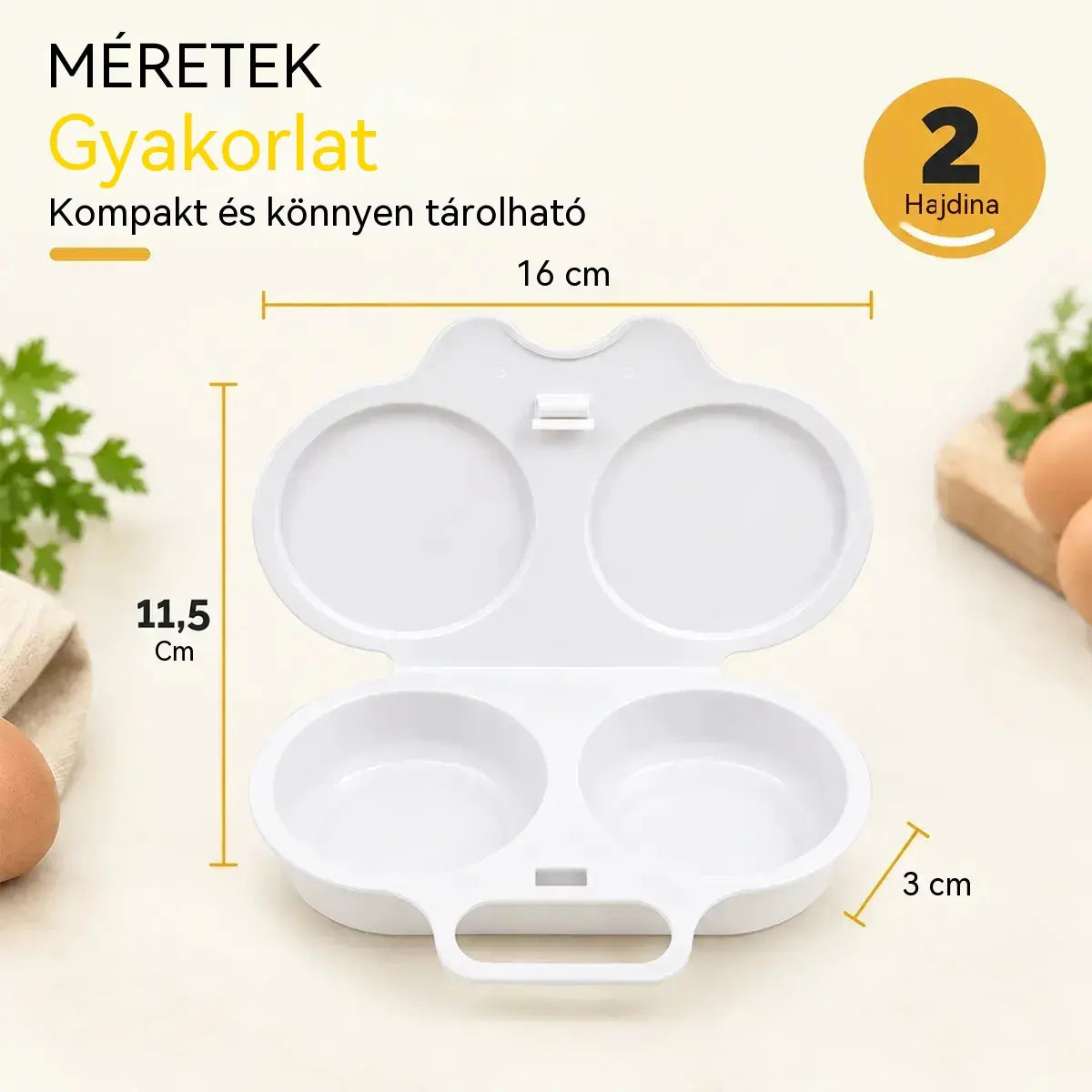 🍳 Élelmiszeripari minőségű, mikrohullámú sütőben süthető párolt/tükörtojás forma [Vásárolj egyet, kapsz kettőt ingyen – kapsz 2 darabot] | Egészséges, olajmentes reggeli, percek alatt elkészíthető 🥪