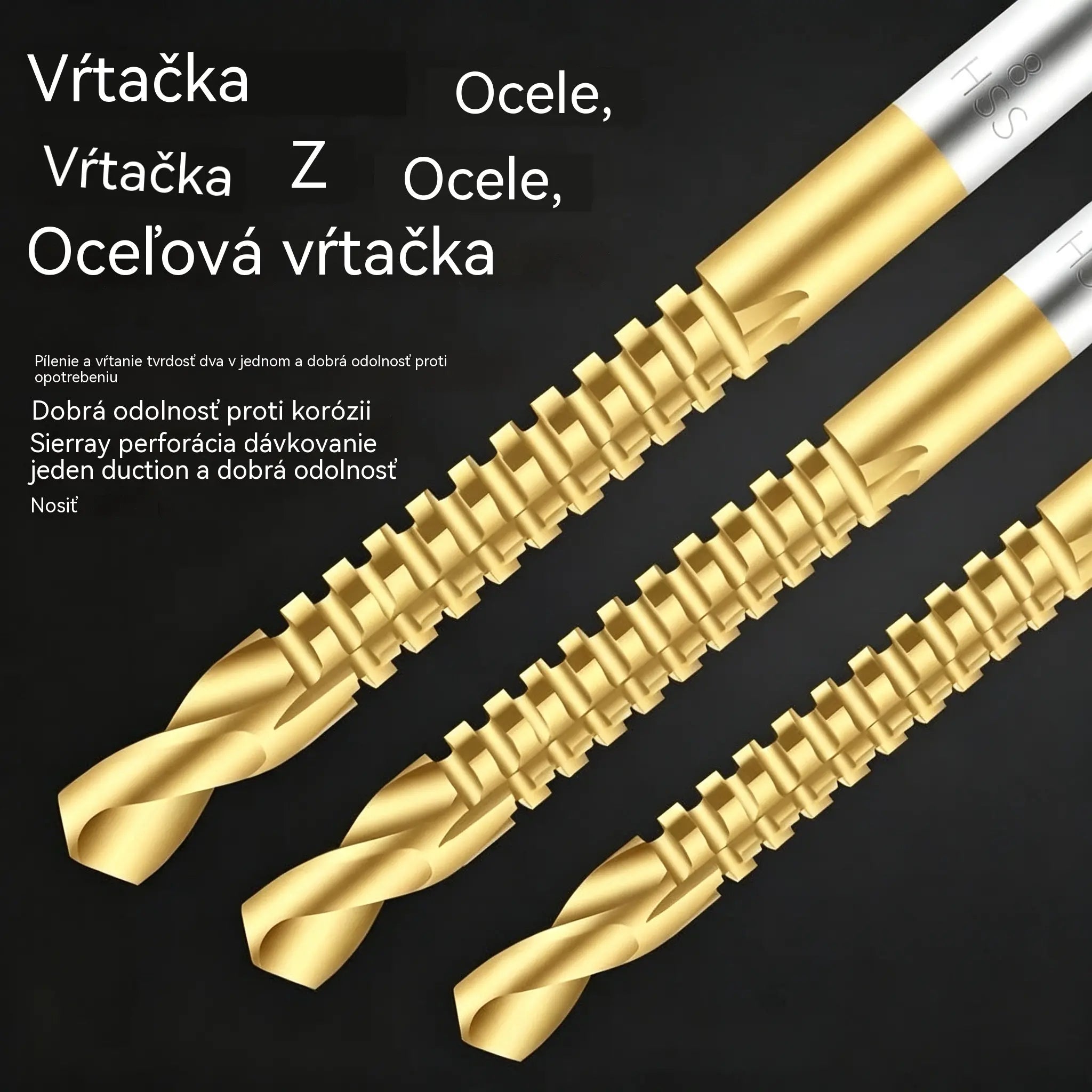 【6-dielna sada】⚙️ Sada špirálových vrtákov: Vyrobené z rýchloreznej ocele s titánovým povlakom a vhodné pre rôzne materiály 🧰