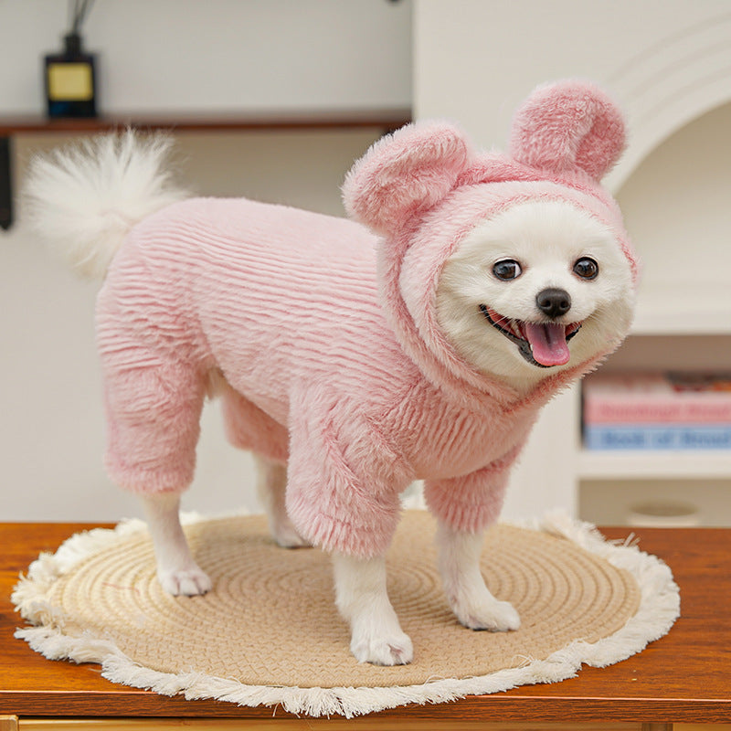 【0.5-10kg】🧸 Abrigo cálido para perros y gatos – suave, adorable y con orejitas