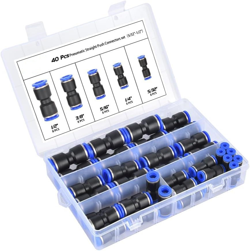 【40 piezas】 Kit de accesorios para manguera neumática de aire de 1/4” con conexión rápida por presión