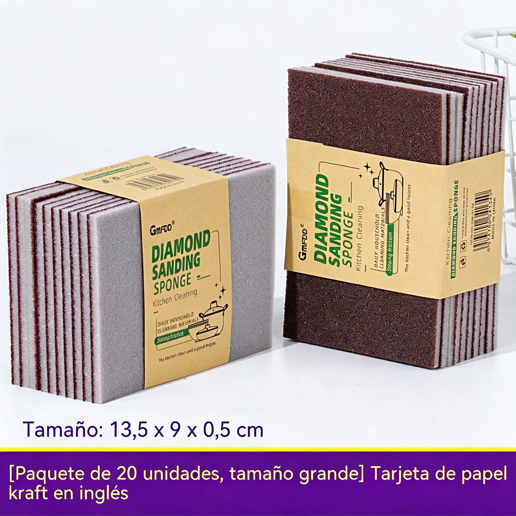 🎖️💯【Paquete de 20】Esponja de esmeril de doble cara, potente y multifuncional para la limpieza