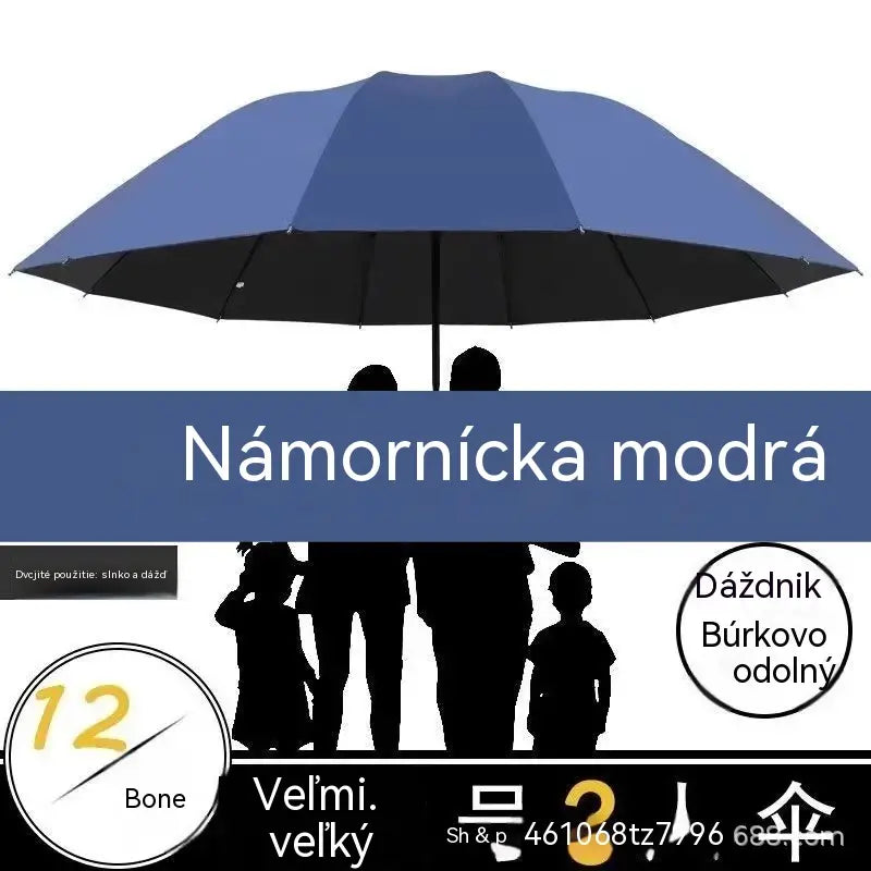 ☔ Skladací dáždnik s 12 rebrami – odolný voči vetru, nepremokavý a ľahký na dážď aj slnko