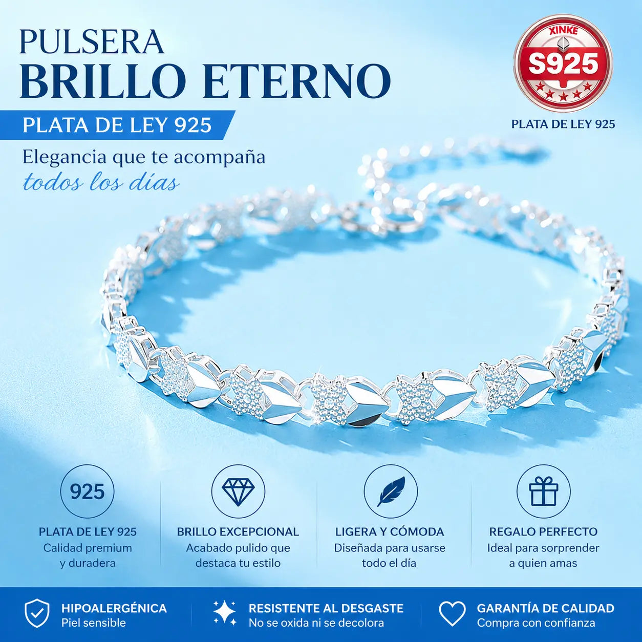 【Compre 1 y obtenga 1 gratis】2 piezas por 26 euros🛒 Love New Fashion Pulsera de plata 925 con un trébol de cuatro hojas para mujer