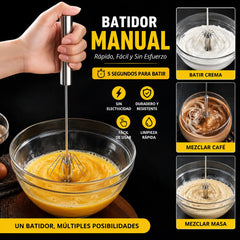 【 Conjunto de 2 piezas】Batidor de huevos semiautomático de acero inoxidable