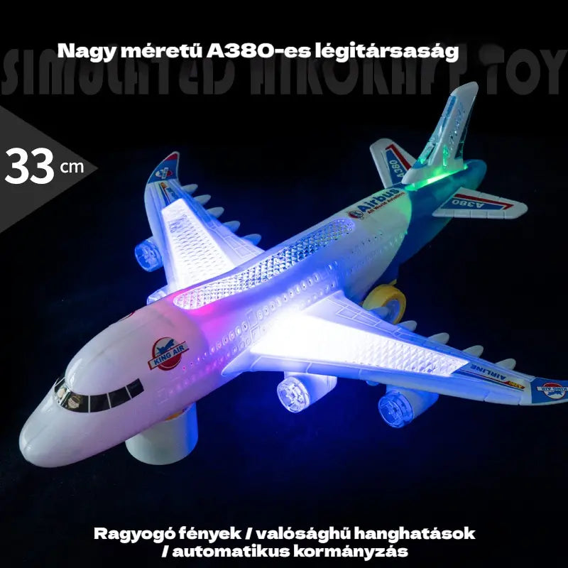 🥳🔥 Féláras ajánlat! 📣✈️ Méretarányos elektromos repülőgép modell, valósághű motorhangokkal és villogó LED lámpákkal felszerelve.