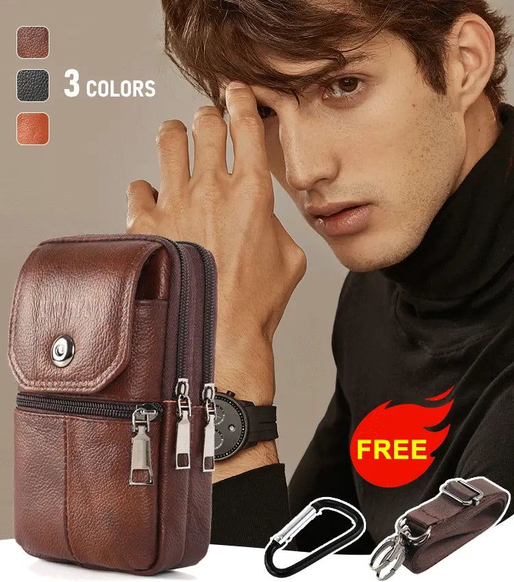👜 ¿Cansado de llevar todo en los bolsillos? Riñonera de cuero auténtico para hombre con estilo y gran capacidad
