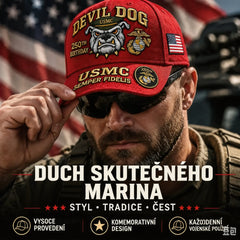 🐶🧢Ručně vyšívaná baseballová čepice s nápisem "Ďábelský pes" k 250. výročí založení námořní pěchoty USA.