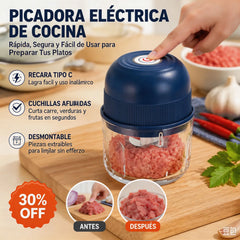 Picadora eléctrica de ajo, mini picadora portátil de verduras