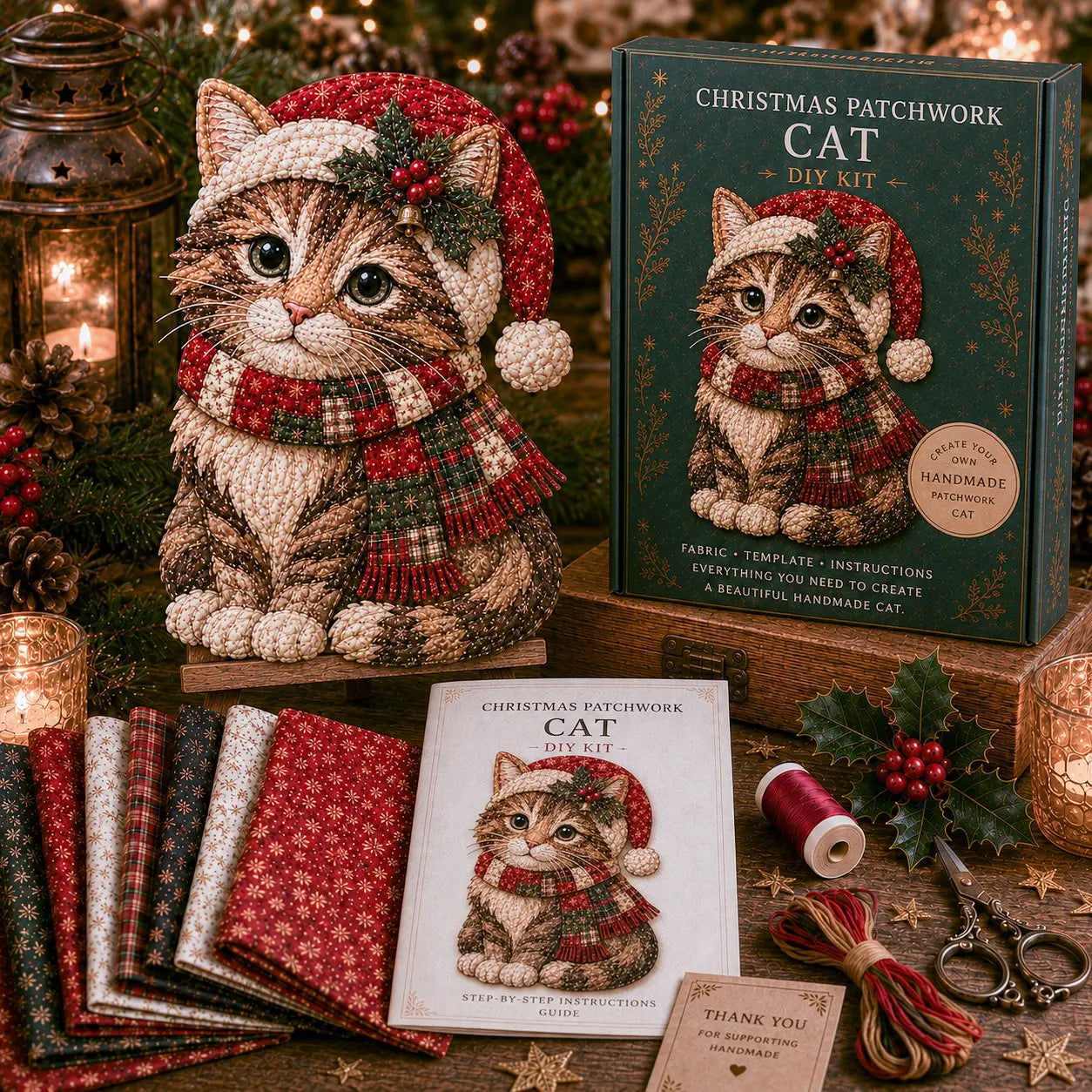🎇🎄Kit de costura para colgar en la puerta con diseño navideño acolchado (6 diseños)