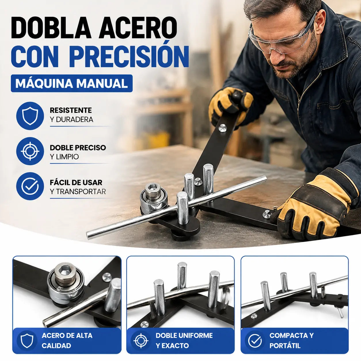 💪Dobladora manual multifuncional de alta resistencia para varillas de refuerzo y alambre, robusta y duradera.