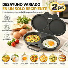 Escalfador de huevos para microondas: doble cavidad, antiadherente y fácil de limpiar.